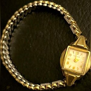 10k RG Benrus vintage watch gold Pearl face
